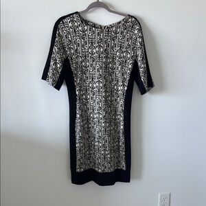 Elegant Black and White Damask Patterned Dress